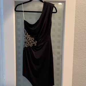 Mini black one shoulder dress
